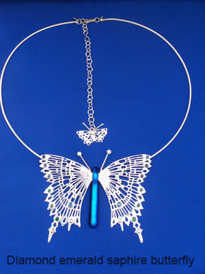 diamond emerald saphire butterfly