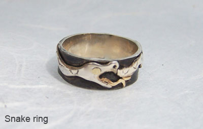 Oxidised snake ring